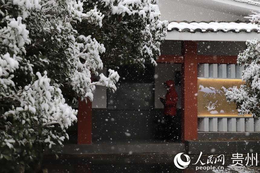 觀山湖公園雪景。人民網(wǎng) 顧蘭云攝