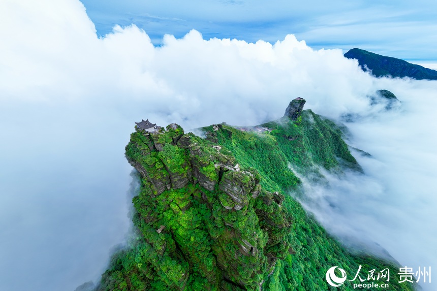 云霧繚繞的梵凈山。人民網(wǎng)記者 涂敏攝