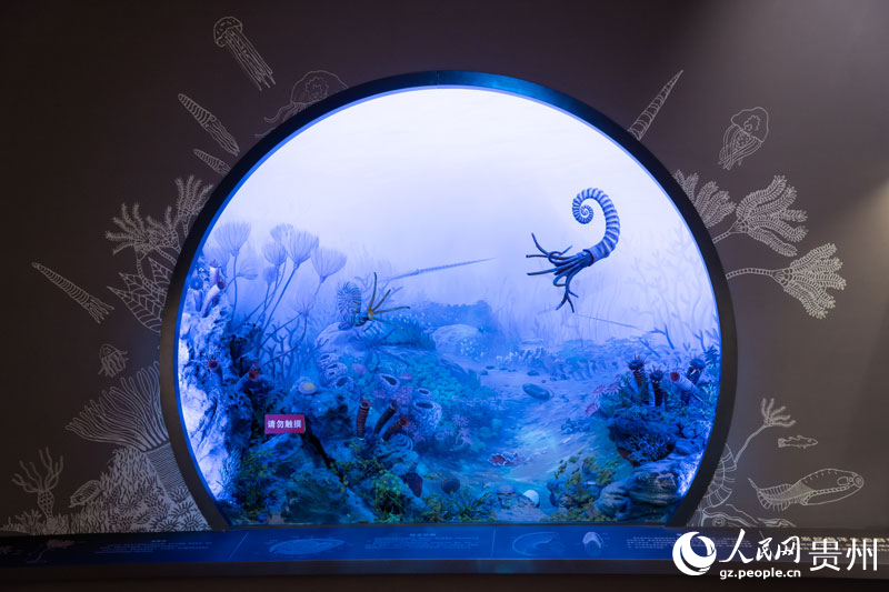 古生物生態(tài)場景還原展示。人民網(wǎng) 陽茜攝