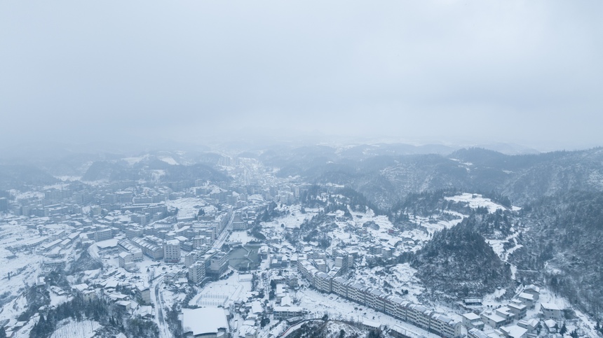 朱砂古鎮(zhèn)雪景。