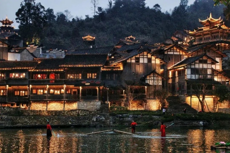 烏江寨夜景。貴州省文化和旅游廳供圖