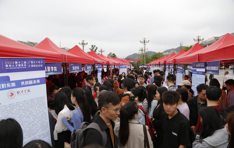 黔東南州舉行“人博會”專場引才招聘活動現(xiàn)場。