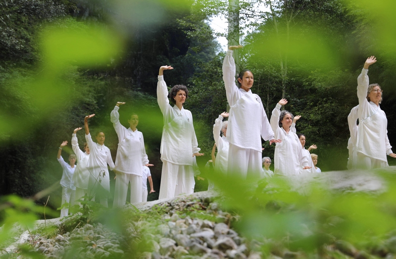 1 圖為法國(guó)游客在觀音巖景區(qū)進(jìn)行森林康養(yǎng)。潘婭 攝.