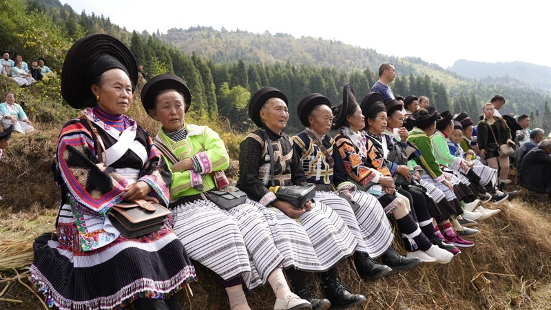 清鎮(zhèn)市麥格鄉(xiāng)龍灘村舉行苗族祭鼓節(jié)。