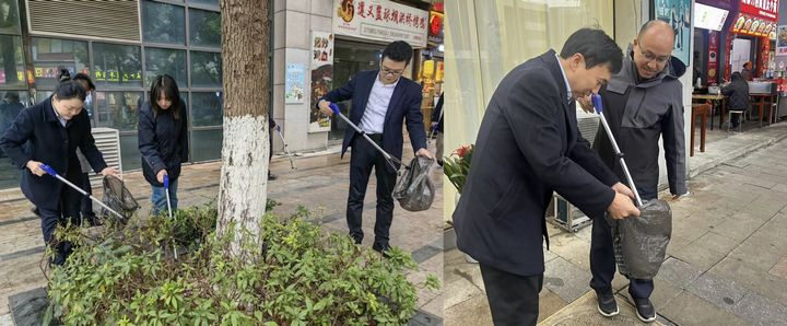 1、郵儲(chǔ)銀行貴州省分行志愿者在開(kāi)展清潔服務(wù)。