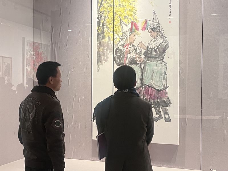“國畫之鄉(xiāng)·丹青長順”第三屆美術(shù)雙年展現(xiàn)場。人民網(wǎng) 陳潔泉攝