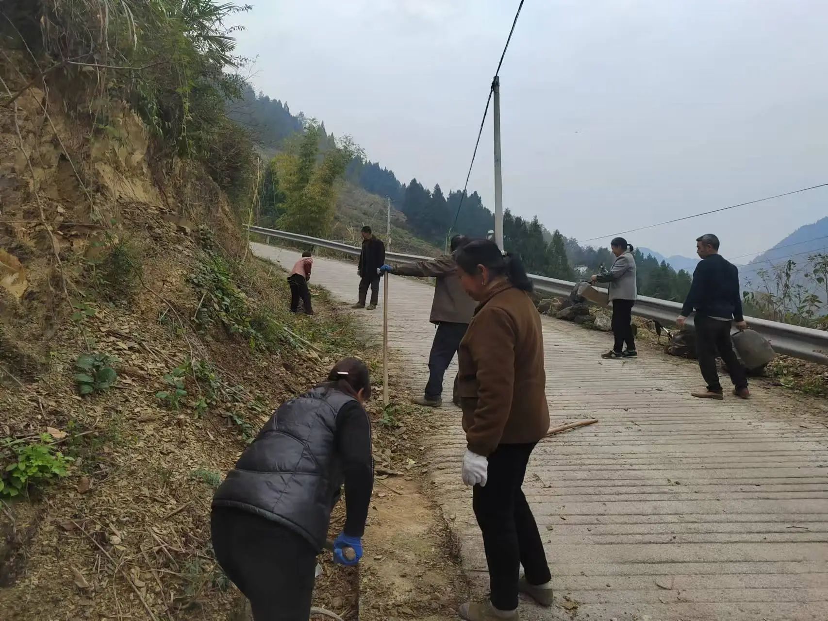 圖為干群齊心，全面排查整治道路隱患，力筑平安出行路。