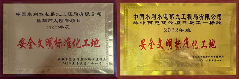 西藏公司相關項目獲“安全文明標準化工地”榮譽稱號。水電九局供圖