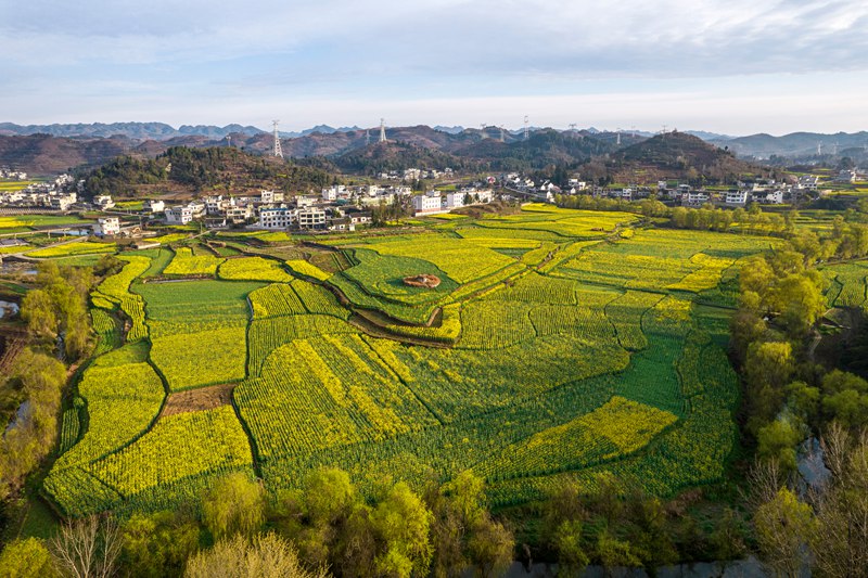 貴州省畢節(jié)市黔西市洪水鎮(zhèn)鄉(xiāng)村美景（無人機(jī)照片）。