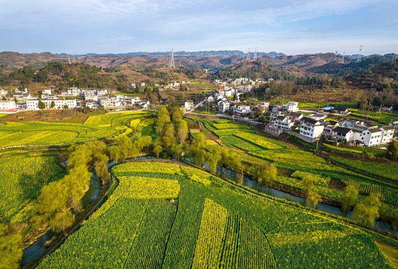 貴州省畢節(jié)市黔西市洪水鎮(zhèn)鄉(xiāng)村美景（無人機照片）。