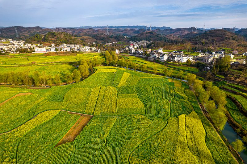 貴州省畢節(jié)市黔西市洪水鎮(zhèn)鄉(xiāng)村美景（無(wú)人機(jī)照片）。