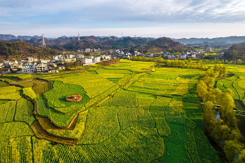 貴州省畢節(jié)市黔西市洪水鎮(zhèn)鄉(xiāng)村美景（無人機(jī)照片）。