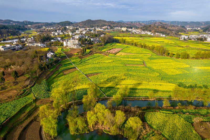 貴州省畢節(jié)市黔西市洪水鎮(zhèn)鄉(xiāng)村美景（無人機照片）。