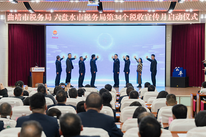 圖為第34個(gè)全國(guó)稅收宣傳月啟動(dòng)儀式（曲稅軒/攝）