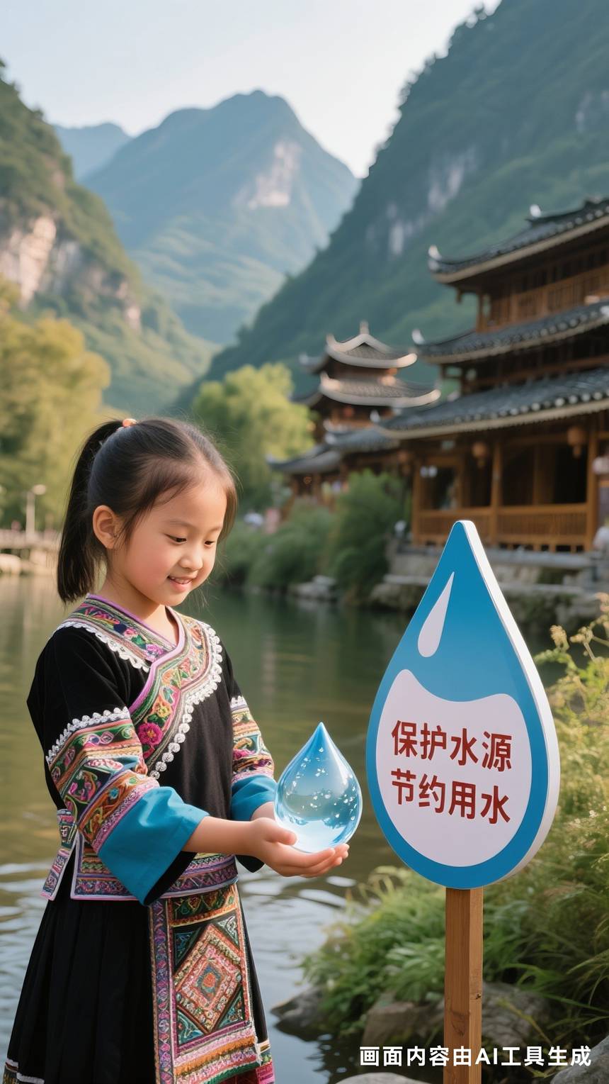 二等獎作品：《保護水源 節(jié)約用水》  創(chuàng)作設(shè)計：關(guān)廷國 