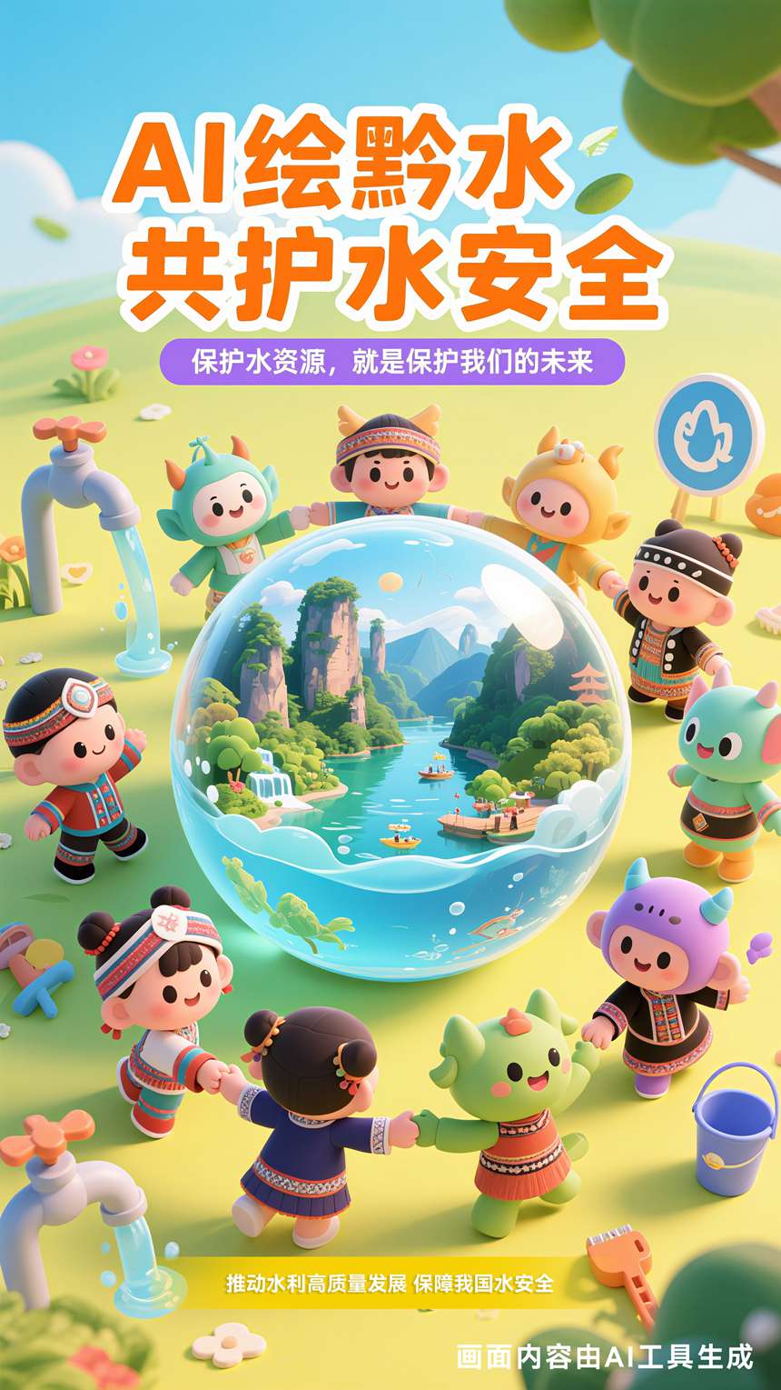 優(yōu)秀獎作品：《童伴精靈繪黔水，共筑水安全夢景》  創(chuàng)作設(shè)計：吳鋒